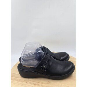 Womens Shoes Clarks Delana Amber Black Slip On Clog Comfort Leather size 8W